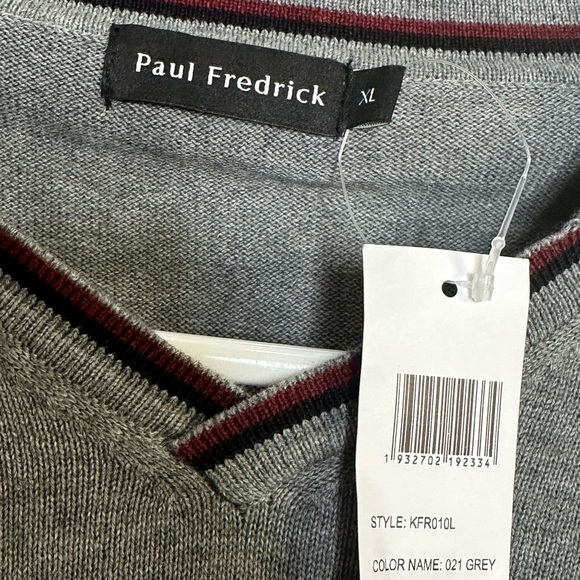 Paul Fredrick Gray Collared V Neck 100% Supima Cotton Size XL new with tags - Picture 3 of 4